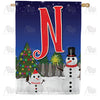 America Forever Snowman Christmas Tree Monogram House Flag
