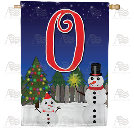 America Forever Snowman Christmas Tree Monogram House Flag