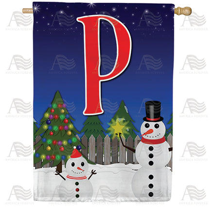 America Forever Snowman Christmas Tree Monogram House Flag