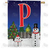 America Forever Snowman Christmas Tree Monogram House Flag