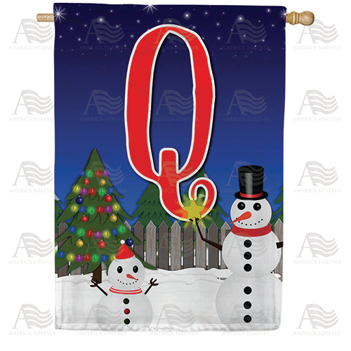 America Forever Snowman Christmas Tree Monogram House Flag