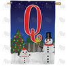 America Forever Snowman Christmas Tree Monogram House Flag
