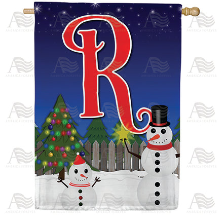 America Forever Snowman Christmas Tree Monogram House Flag