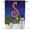 America Forever Snowman Christmas Tree Monogram House Flag