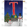 America Forever Snowman Christmas Tree Monogram House Flag