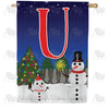 America Forever Snowman Christmas Tree Monogram House Flag