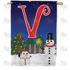 America Forever Snowman Christmas Tree Monogram House Flag