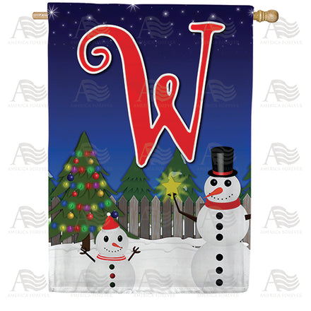 America Forever Snowman Christmas Tree Monogram House Flag