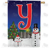 America Forever Snowman Christmas Tree Monogram House Flag