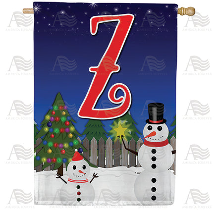 America Forever Snowman Christmas Tree Monogram House Flag
