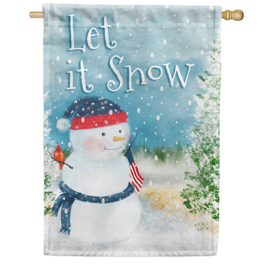 America Forever Let It Snow Watercolor House Flag