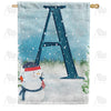 America Forever Let It Snow Watercolor Monogram House Flag