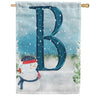 America Forever Let It Snow Watercolor Monogram House Flag