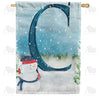 America Forever Let It Snow Watercolor Monogram House Flag