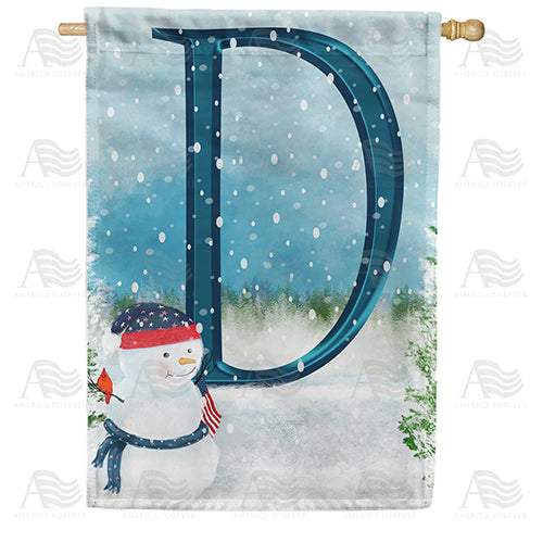 America Forever Let It Snow Watercolor Monogram House Flag