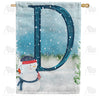 America Forever Let It Snow Watercolor Monogram House Flag