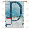 Let It Snow Watercolor Monogram House Flag