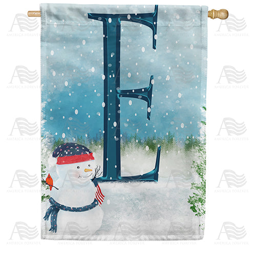 America Forever Let It Snow Watercolor Monogram House Flag
