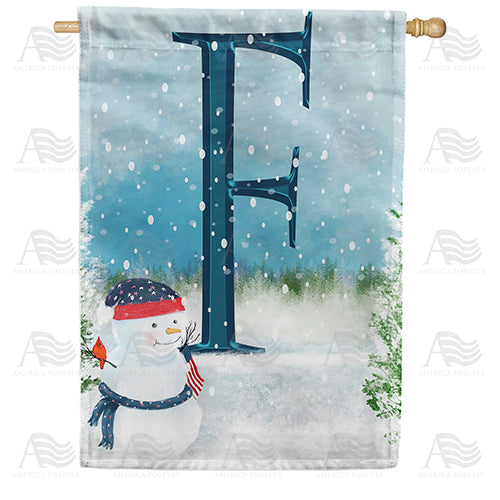 America Forever Let It Snow Watercolor Monogram House Flag