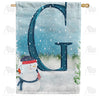 America Forever Let It Snow Watercolor Monogram House Flag