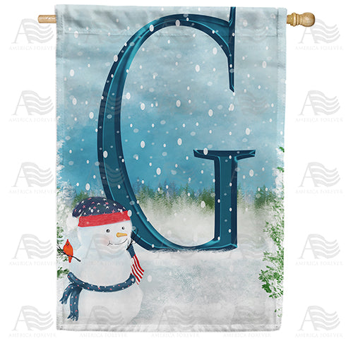 America Forever Let It Snow Watercolor Monogram House Flag