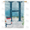 America Forever Let It Snow Watercolor Monogram House Flag