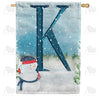 America Forever Let It Snow Watercolor Monogram House Flag