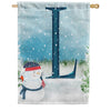 America Forever Let It Snow Watercolor Monogram House Flag