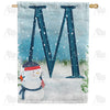 America Forever Let It Snow Watercolor Monogram House Flag