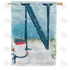 America Forever Let It Snow Watercolor Monogram House Flag