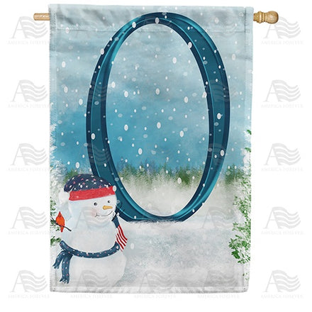 Let It Snow Watercolor Monogram House Flag