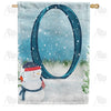 Let It Snow Watercolor Monogram House Flag