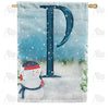 America Forever Let It Snow Watercolor Monogram House Flag
