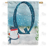 America Forever Let It Snow Watercolor Monogram House Flag