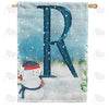 America Forever Let It Snow Watercolor Monogram House Flag