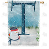 America Forever Let It Snow Watercolor Monogram House Flag