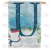 America Forever Let It Snow Watercolor Monogram House Flag
