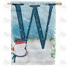 Let It Snow Watercolor Monogram House Flag