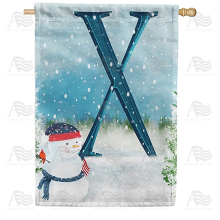 Let It Snow Watercolor Monogram House Flag