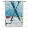 America Forever Let It Snow Watercolor Monogram House Flag