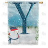 America Forever Let It Snow Watercolor Monogram House Flag