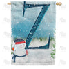 America Forever Let It Snow Watercolor Monogram House Flag
