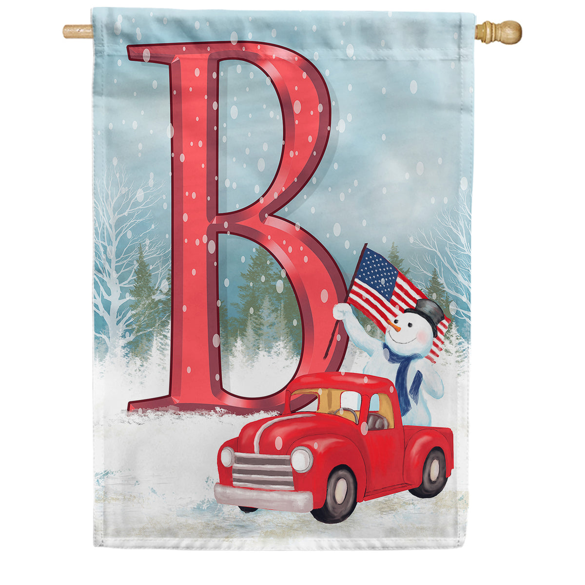 America Forever Happy Holidays America Monogram House Flag