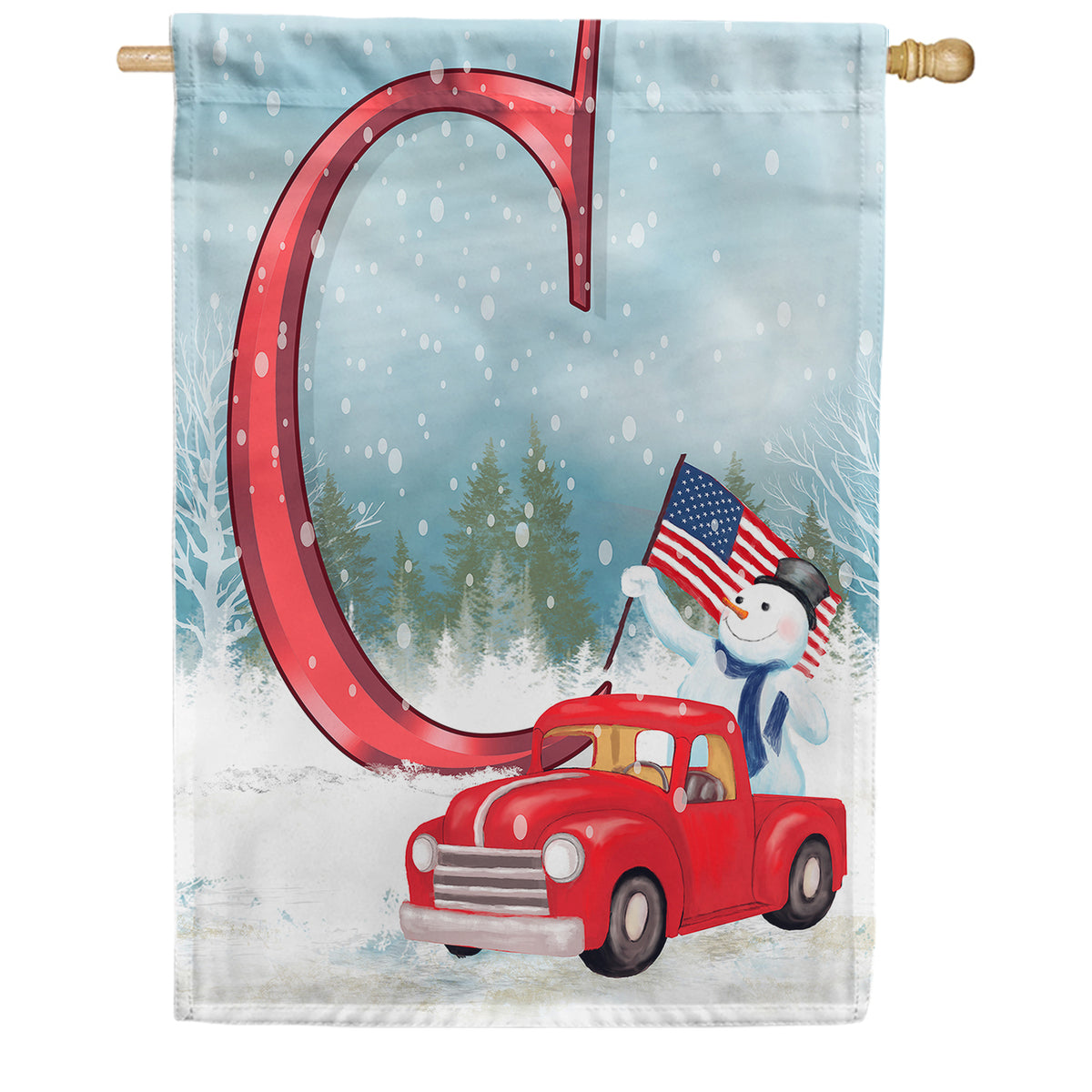 America Forever Happy Holidays America Monogram House Flag