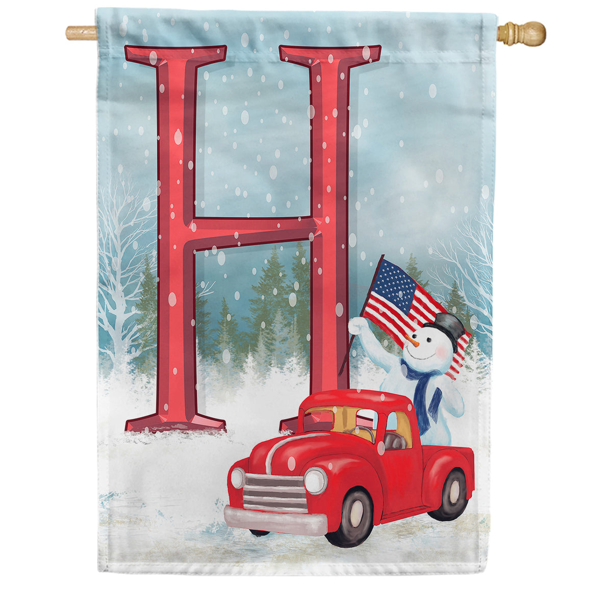 America Forever Happy Holidays America Monogram House Flag