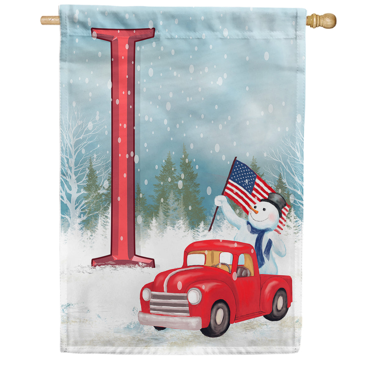 America Forever Happy Holidays America Monogram House Flag
