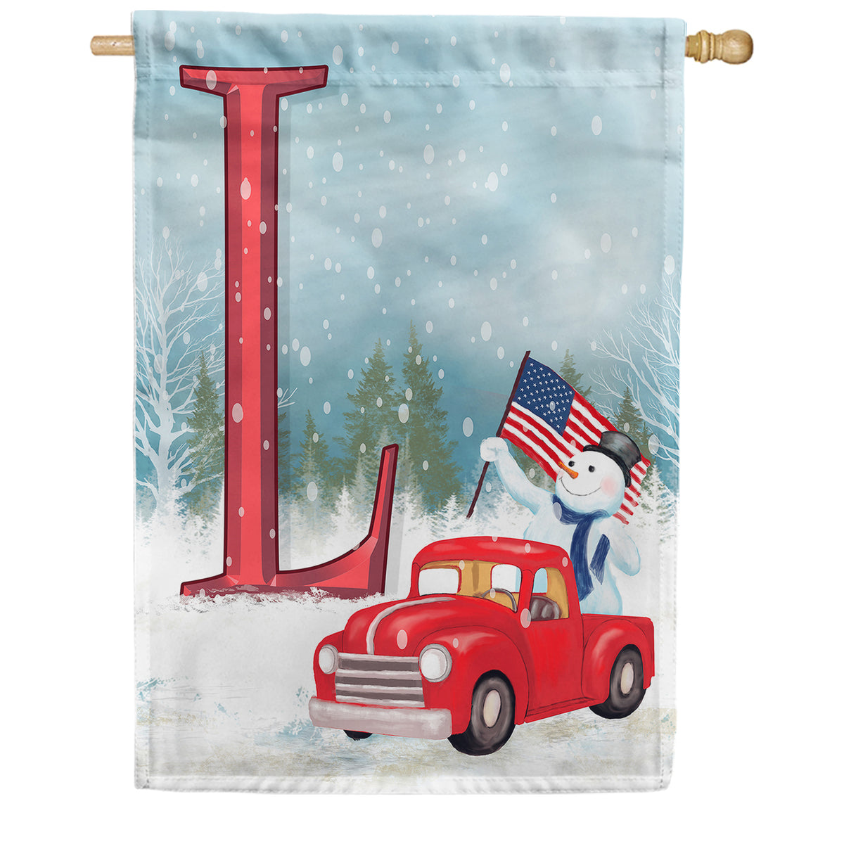 America Forever Happy Holidays America Monogram House Flag