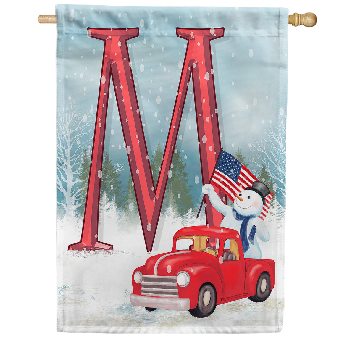 America Forever Happy Holidays America Monogram House Flag