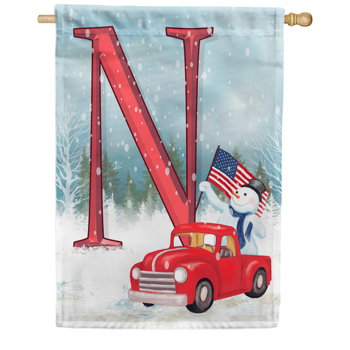 America Forever Happy Holidays America Monogram House Flag