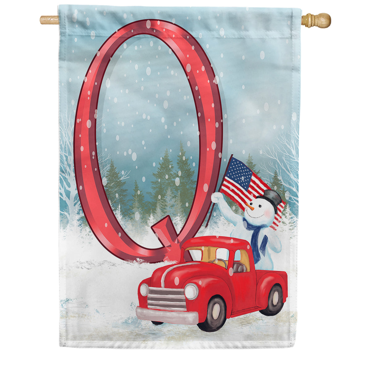 America Forever Happy Holidays America Monogram House Flag
